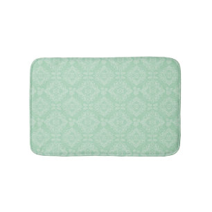 Green damask pattern bath mat