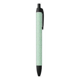 Green damask pattern black ink pen