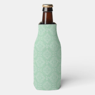 Green damask pattern bottle cooler
