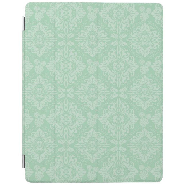 Green damask pattern iPad cover (Front)