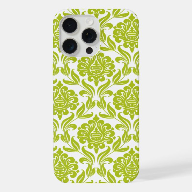 Green Damask Pattern iPhone Case (Back)