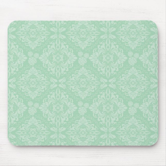 Green damask pattern mouse mat (Front)