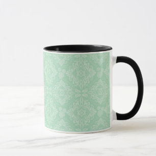 Green damask pattern mug