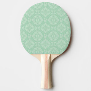 Green damask pattern ping pong paddle