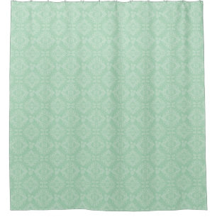 Green damask pattern shower curtain