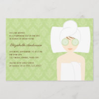 Green Damask Pattern Spa Bridal Shower
