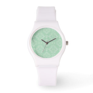 Green damask pattern watch