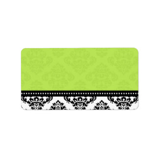 Green Damask Wedding Address Labels