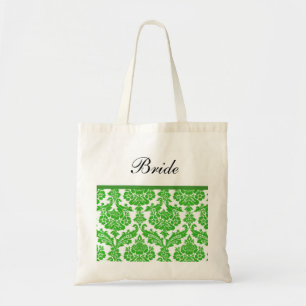 green damask wedding gifts tote bag