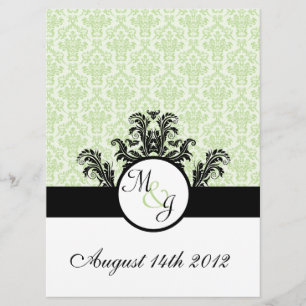 Green Damask Wedding Invitation