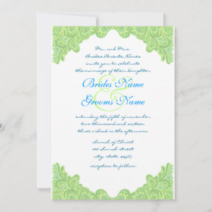 Green Damask Wedding Invitations