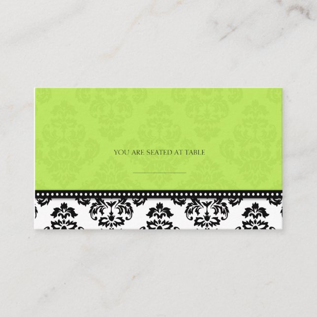 Green Damask Wedding Placecards (Front)