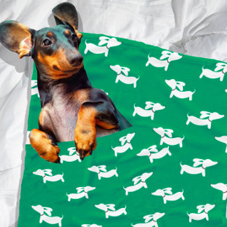 Green Dancing Dachshunds Fleece Blanket Design