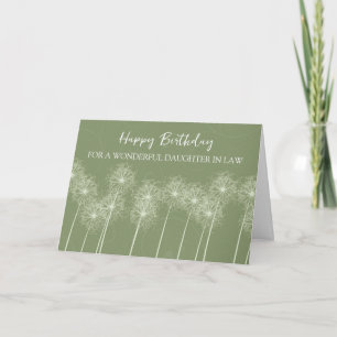 Green Dandelions Daughter in Law Birthday Card