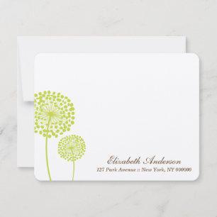 Green Dandelions Flat Note Cards