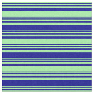 Green & Dark Blue Coloured Stripes Pattern Fabric