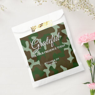 Green & Dark Brown Camouflage Grateful Favour Bags