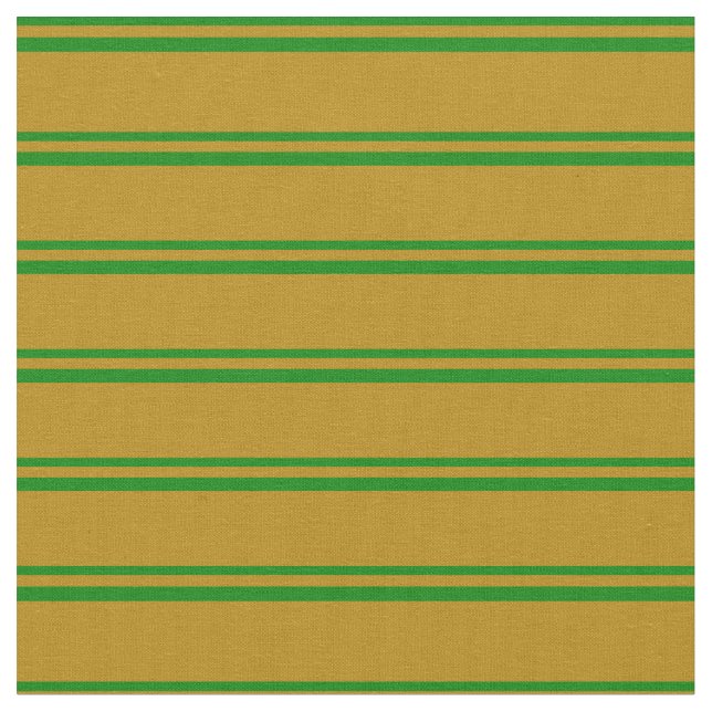 Green & Dark Goldenrod Lined Pattern Fabric (Close Up)