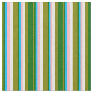 Green, Dark Green, Sky Blue, Light Pink & White Fabric