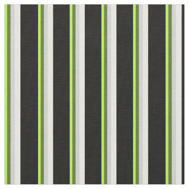 Green, Dark Olive Green, Grey, Mint Cream & Black Fabric (Close Up)