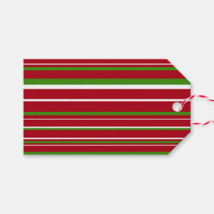 Green, Dark Red, White Stripe Christmas Gift Tags