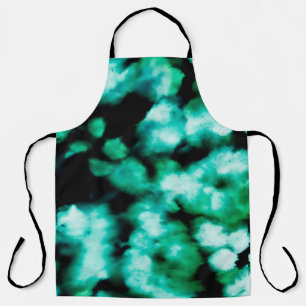 Green Dark Tie Dye. Aquamarine Inspiration Tie Dye Apron
