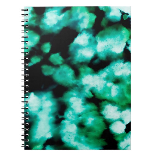 Green Dark Tie Dye. Aquamarine Inspiration Tie Dye Notebook (Front)