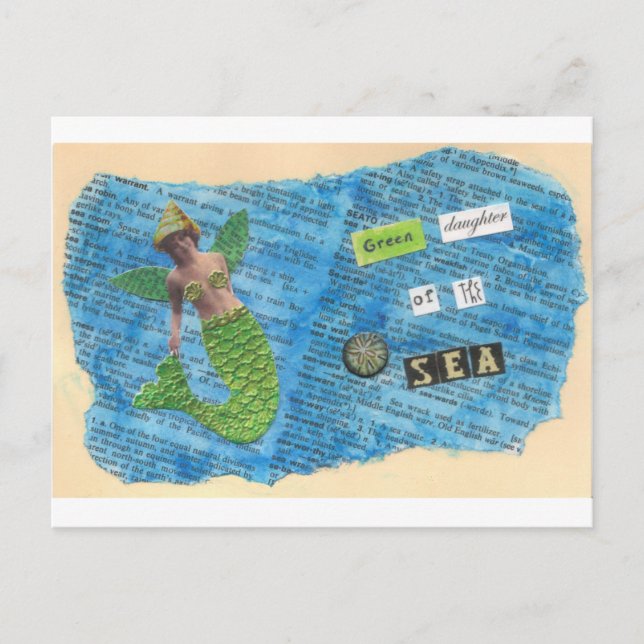 Green Daughter of the Sea Mermaid Postcard (Front)