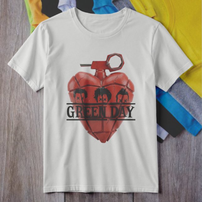 Green Day Red Heart Grenade Punk Rock T-Shirt (Creator Uploaded)