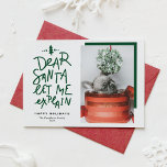 Green Dear Santa Let Me Explain Baby Photo Holiday Card<br><div class="desc">Dear Santa let me explain! Send holiday greetings with this fun and festive holiday flat card. It features a hand-lettered quote and simple typography. Personalise by adding a greeting, names, photo and other details. This holiday photo card will be perfect for baby holiday cards and dog holiday cards. Available as...</div>