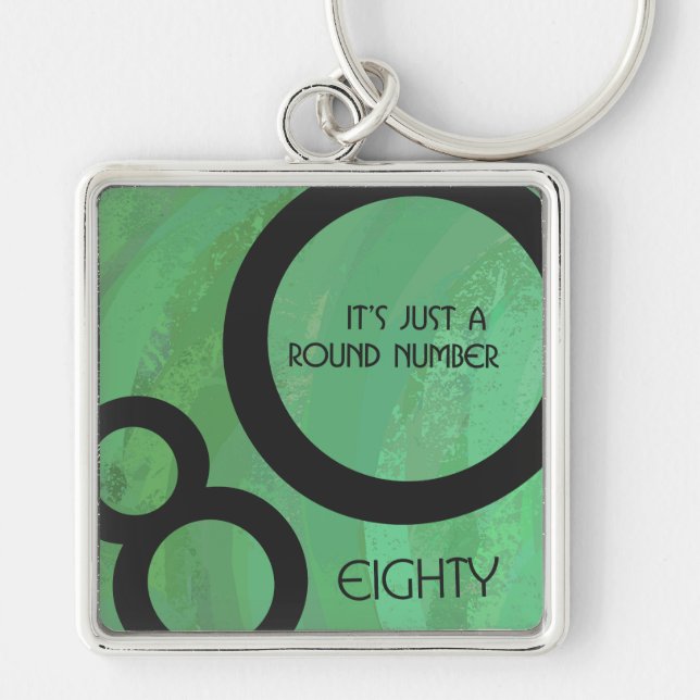Green Decade 80th Birthday Key Ring (Front)