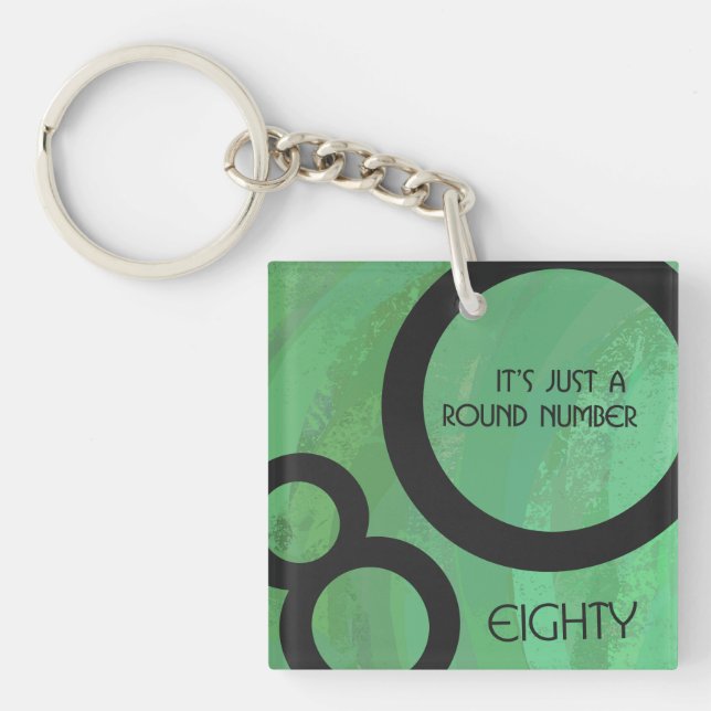 Green Decade 80th Birthday Key Ring (Front)