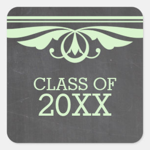 Green Deco Chalkboard Graduation Stickers
