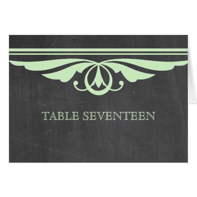 Green Deco Chalkboard Table Number Card (Front Horizontal)