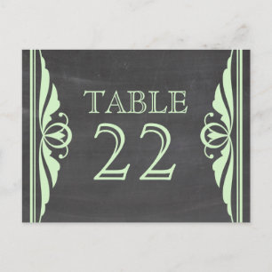 Green Deco Chalkboard Table Number Postcard