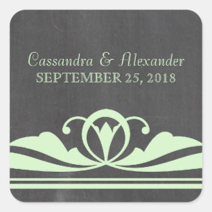 Green Deco Chalkboard Wedding Stickers