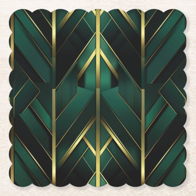 Green Deco Paper Coaster (Front)