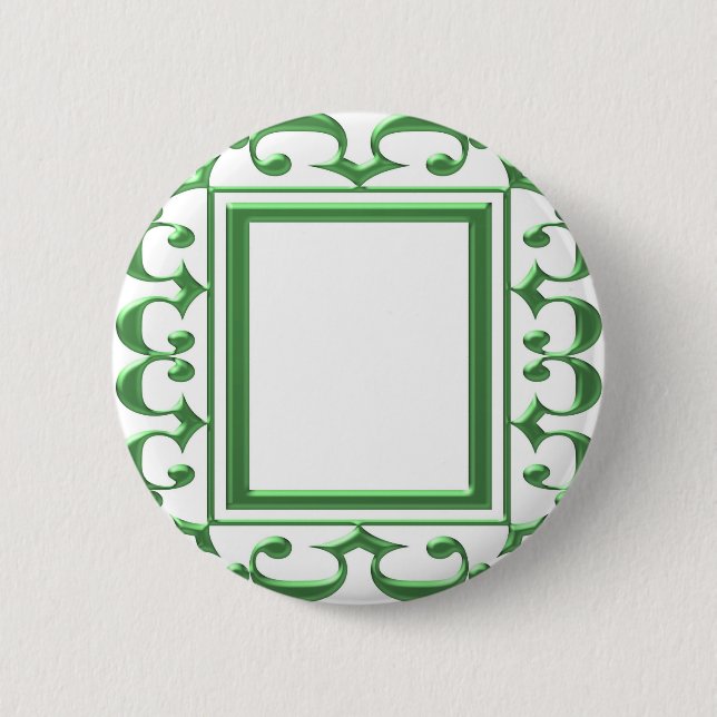 GREEN Decorative Border : Think multi uses 6 Cm Round Badge (Front)