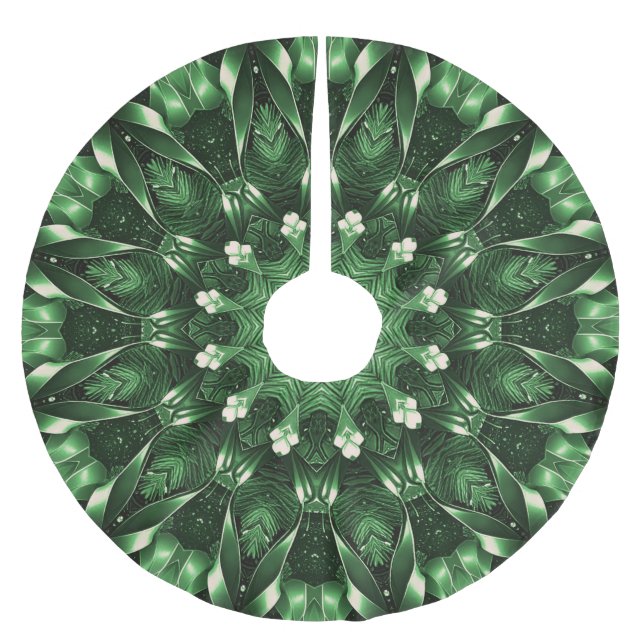Green Decorative Christmas Tree Skirt (Front)