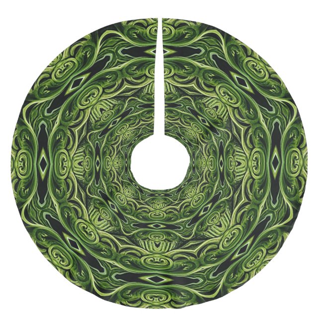 Green Decorative Holiday Tree Skirt (Front)