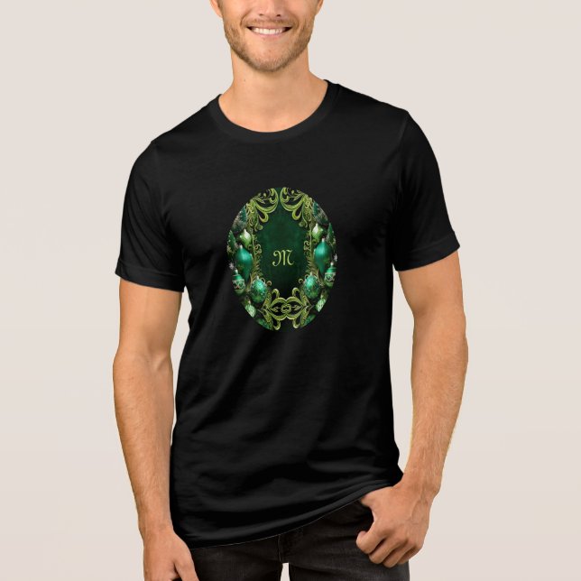 Green Decorative Ornaments Holiday Men's T-Shirt Tri-Blend Shirt (Front)