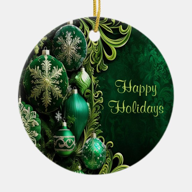 Green Decorative Ornaments Holiday Ornament (Front)