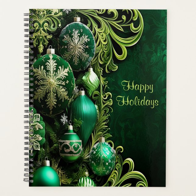 Green Decorative Ornaments Holiday Planner (Front)