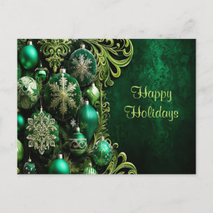 Green Decorative Ornaments Holiday Postcard