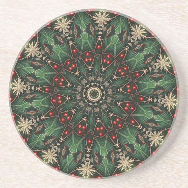 Green Decorative Sandstone Coaster (Front)