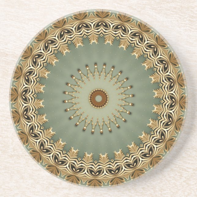 Green Decorative Sandstone Coaster (Front)