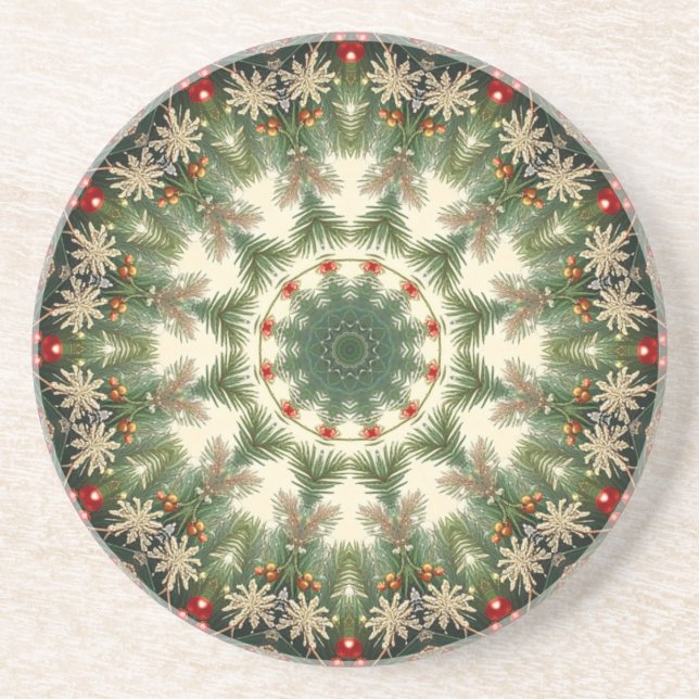 Green Decorative Sandstone Coaster (Front)
