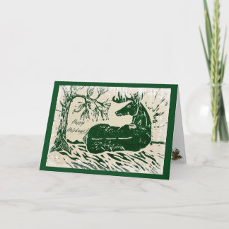 Green deer in woods Christmas Card 2025