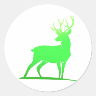 Green deer  silhouette design classic round sticker