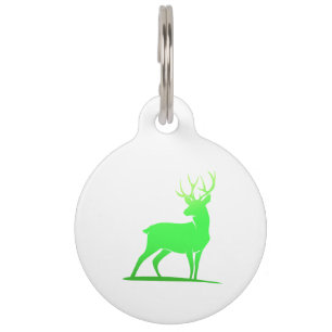 Green deer silhouette design pet tag